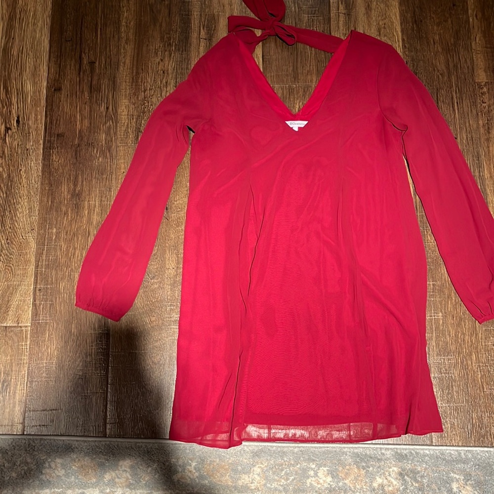 BCBG wine color sheer sleeve dress, worn once or twice